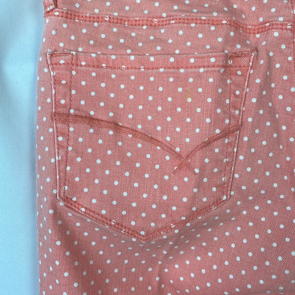 Bullhead Denim Co. Salmon w/White Polka Dots Ankle Skinny Jeans - Size 7 Juniors - Picture 7 of 11